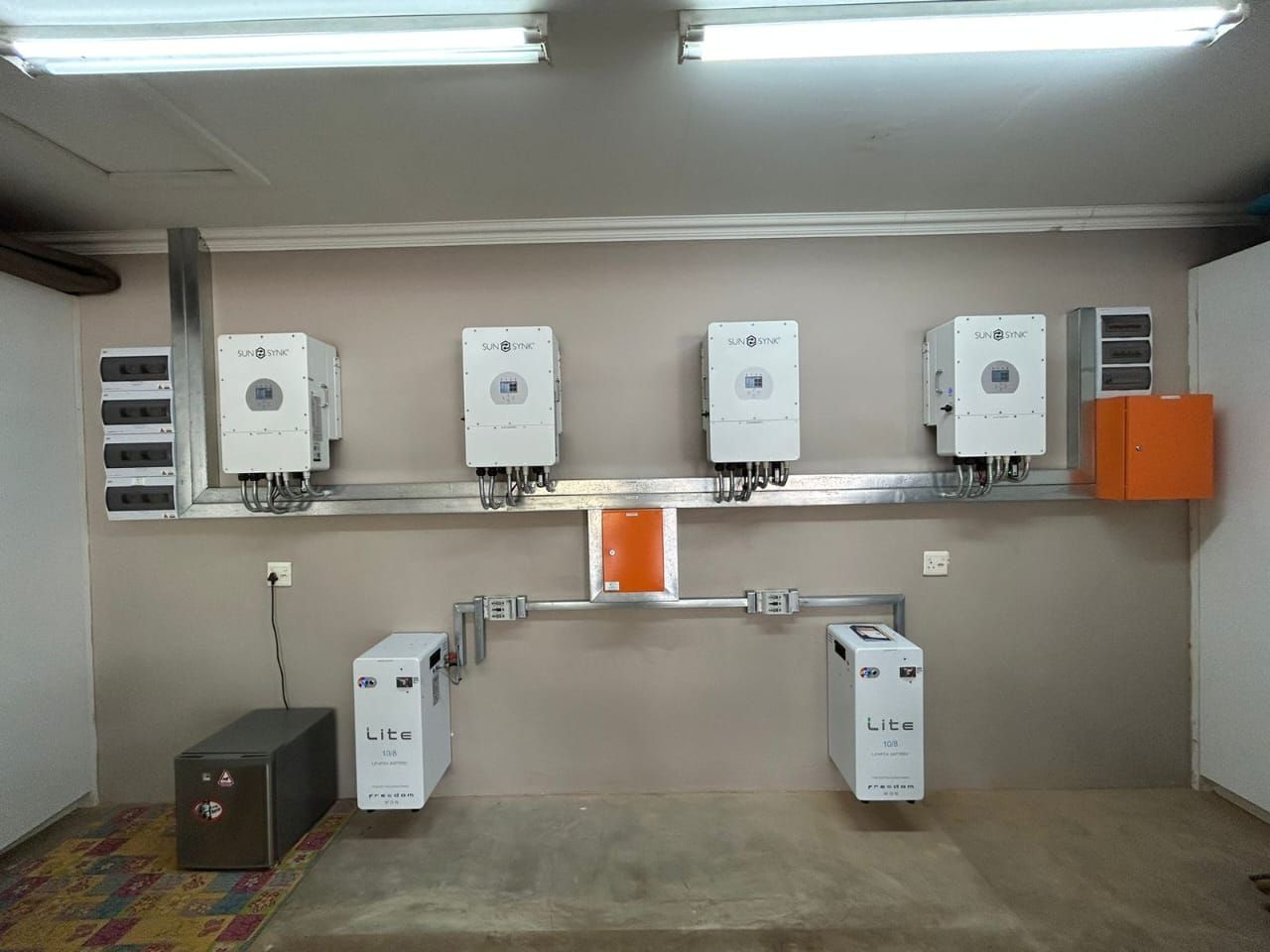 Four inverters on a shared cable tray